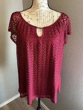 Vintage brody myles XL Berry-Colored Lace Blouse